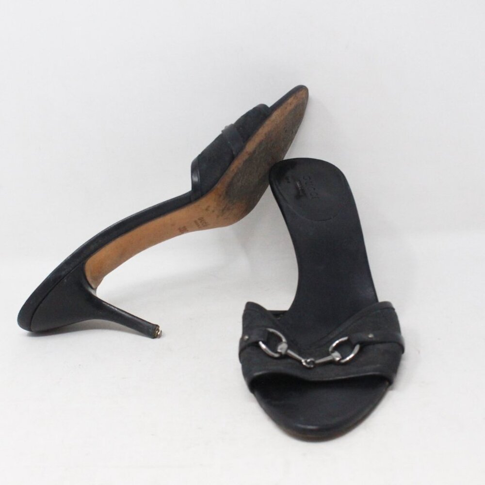 Gucci #82LVPX Horsebit Canvas Heels Size 39 - Picture 4 of 8